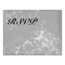 greyscale swirly modern floral wedding invites
