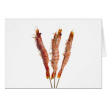 Grilled tiger prawn on a skewer card