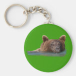 Grizzly Bear Swimming Keychain