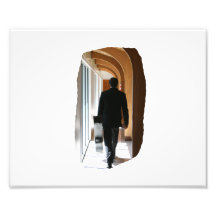 Groom in Black Suit Carrying Guitar From Back Photographic Print