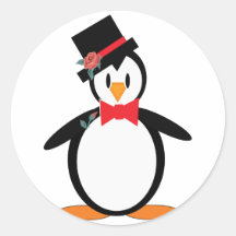 Groom-Pengo Round Stickers