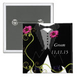 Groom Tuxedo Bow Tie Tennis Shoe Wedding Badges Pinback Buttons