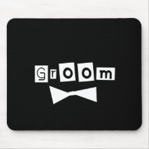 Groom White on Black Mouse Mat