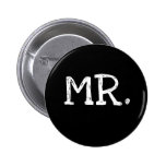 Groom White Text Mr. Pinback Button