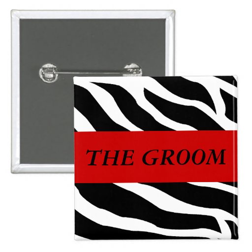 Groom Zebra Wedding Button