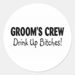 Grooms Crew Drink Up Bitches Black Sticker