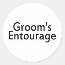 Grooms Entourage Black Round Stickers