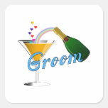 Grooms Wedding Champagne Toast Square Sticker