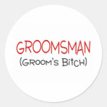 Groomsman Grooms Bitch Black and Red Sticker
