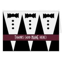 Groomsman Thank You - Three Tuxedos - Customisable Greeting Cards