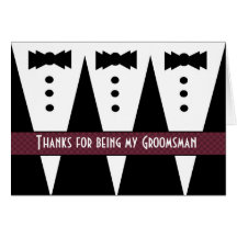 GROOMSMEN Thank You - Three Tuxedos - Customisable Greeting Cards
