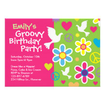 Groovy 60's birthday party invitations