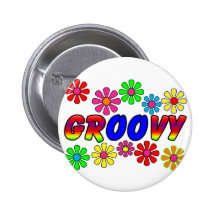 Groovy 70's Retro Flower Power Gifts Pinback Button