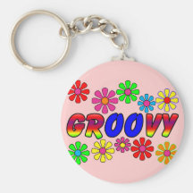 Groovy 70's Retro Flower Power Gifts Key Chains