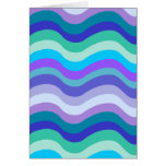 Groovy blue, purple and teal wavy lines pattern greeting cards