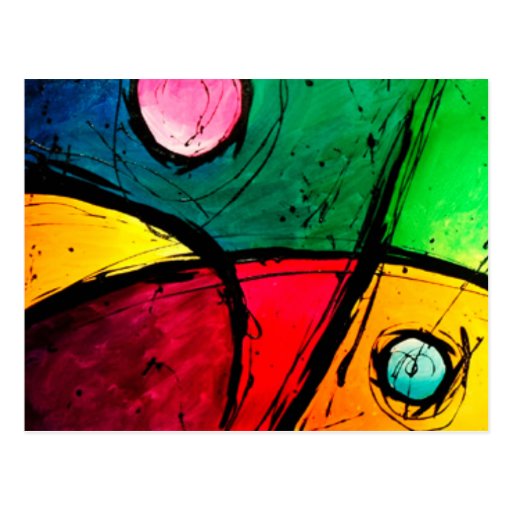 Groovy Bright Abstract Acrylic Art Postcards