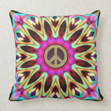 Groovy Brights Hippy Peace Sign Cushion Pillow