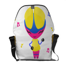 Groovy CMYK Robot Messenger Bags