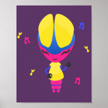 Groovy CMYK Robot Poster