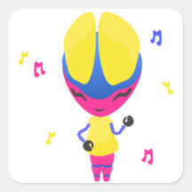Groovy CMYK Robot Sticker