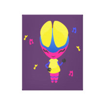 Groovy CMYK Robot Stretched Canvas Prints