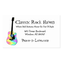 Groovy Colourful Acoustic Guitar Business Cards