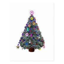 Groovy Hippie Christmas Tree Postcard