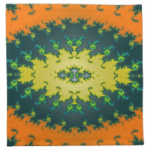 groovy orange yellow fractal cloth napkins