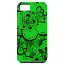 Groovy Retro Abstract Flowers Emerald Green Case iPhone 5 Case