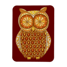 Groovy Retro Owl Art Premium Magnet