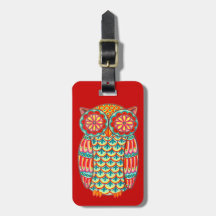 Groovy Retro Owl Luggage Tag