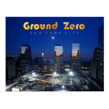 Ground Zero, Manhattan, NYC at night Postcard