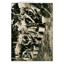Group of boys feeding calves greeting cards