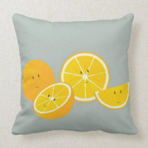 Group of smiling oranges throw pillows