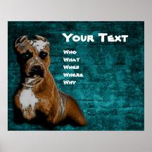 Grunge American Pitbull Terrier Portrait Print
