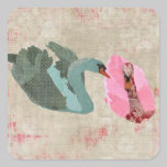 Grunge Blush & Olive Swans Sticker stickers