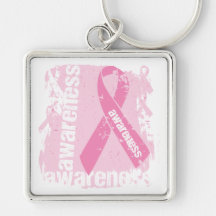 Grunge Breast Cancer Awareness Key Chains