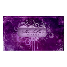 Grunge Business Card Flower Salon Spa Purple