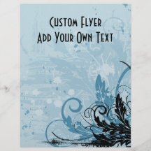 Grunge Floral Design - Light Blue Flyers
