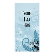 Grunge Floral Design - Light Blue Photo Card