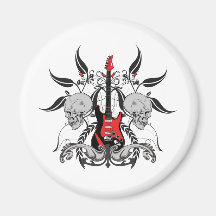 Grunge Guitar and Skull Fridge Magnet