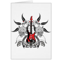 Grunge Guitar and Skull Greeting Card