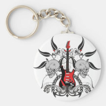 Grunge Guitar and Skull Key Chain