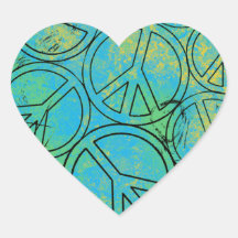 GRUNGE PEACES HEART STICKERS