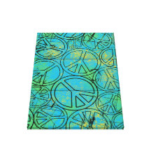 GRUNGE PEACES Wrapped Canvas Print