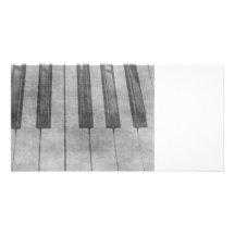 Grunge piano keyboard muted grey image customized photo card