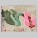 Grunge Pink & Olive Swans Dry Erase Board dry erase boards