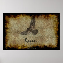 Grunge Raven Art Poster
