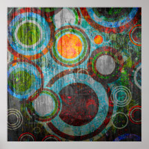 Grunge Retro Circles Print