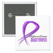 Grunge Ribbon Alzheimer's Disease Buttons